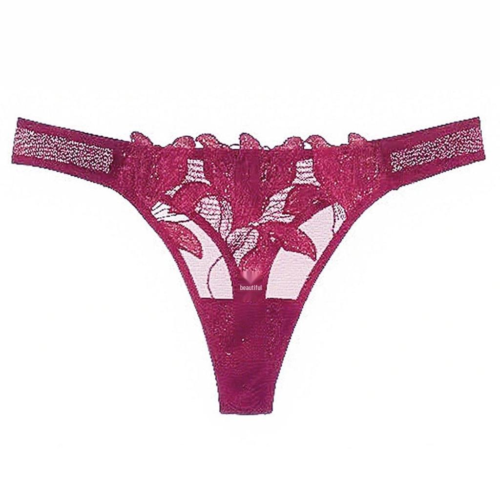 Europäische & Amerikanische Damen Sexy Ultra-Dünne Transparente Spitze Bestickte Hüfttiefe Baumwollslips