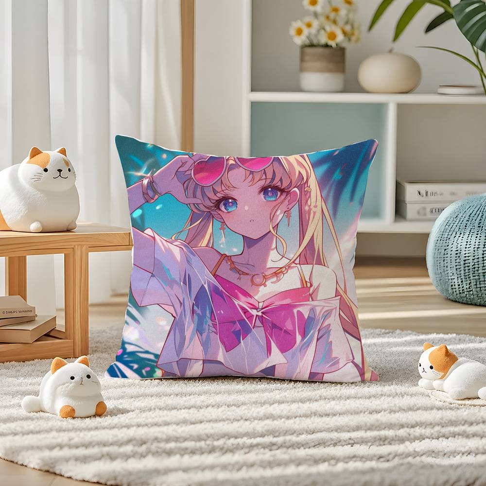 Sailor Moon Sailor Neptune Anime Plush Pillow Cover Soft Short Plush Cushion Cover For Sofa Bedroom Home Decor Gift Decoration