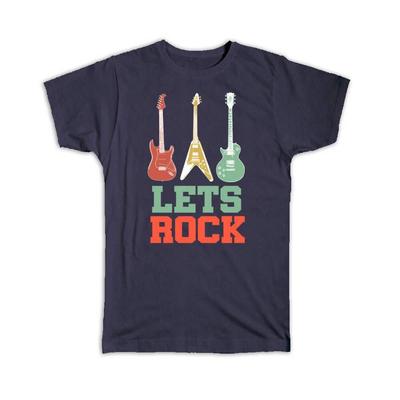 Gift T-Shirt : Lets Rock Guitars Retro Wall Art Print Music Lover Room Decor