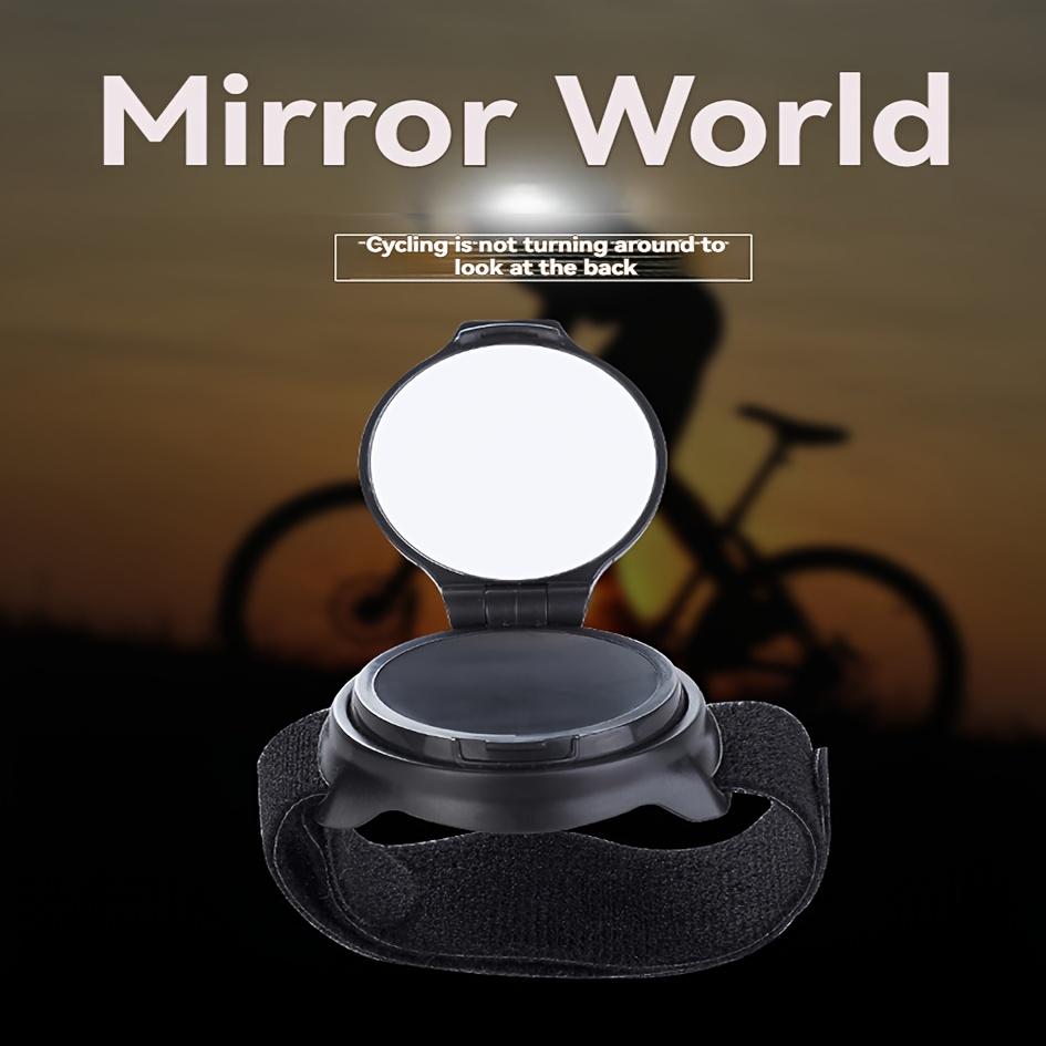 360-degree Rotatable Convex Lens Wrist Rearview Mirror for Bicycle Riding Acrylic Lens ABS Casing with Wrist Strap and Arm Strap