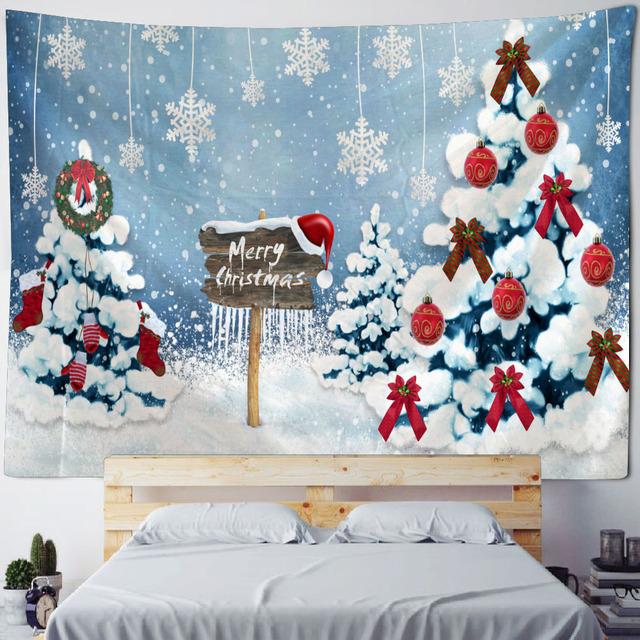 Christmas Tree Snow Tapestry Wall Hanging New Year Gift Elk Christmas Home Decoration Bohemian Aesthetics Bedroom Decoration