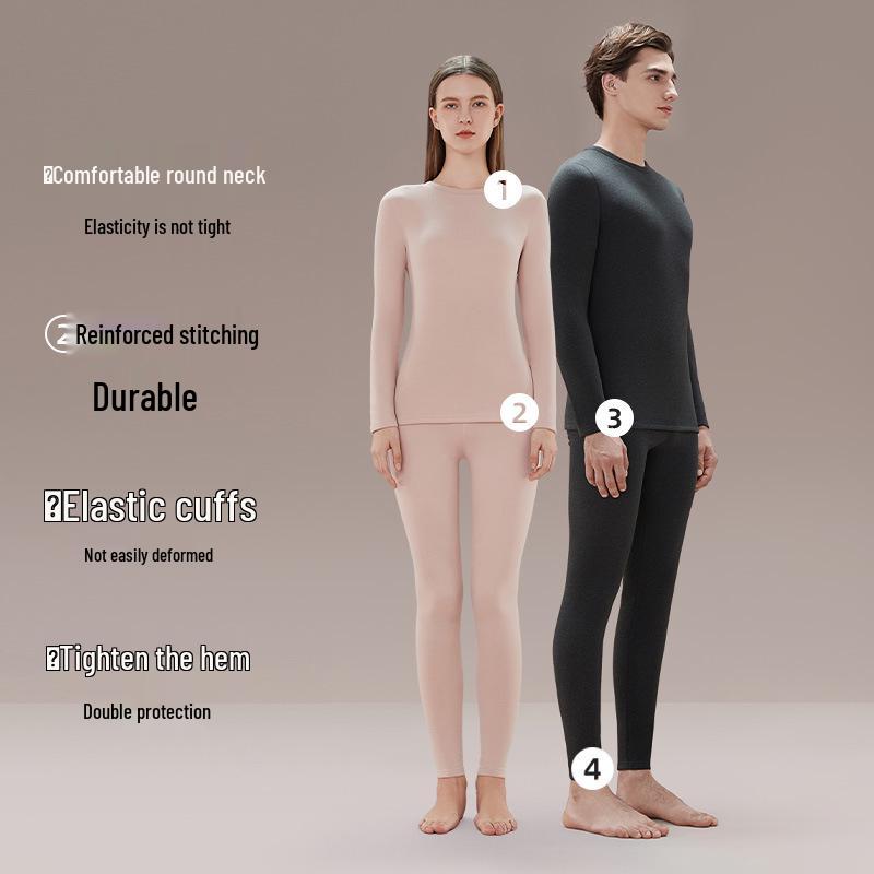 Ropa interior térmica de cachemira y seda alemana: Conjunto Unisex sin Costuras de Cuello Redondo para Otoño e Invierno