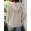 Women S Loose Long Sleeve Solid Color Hooded Button Sweatshirt