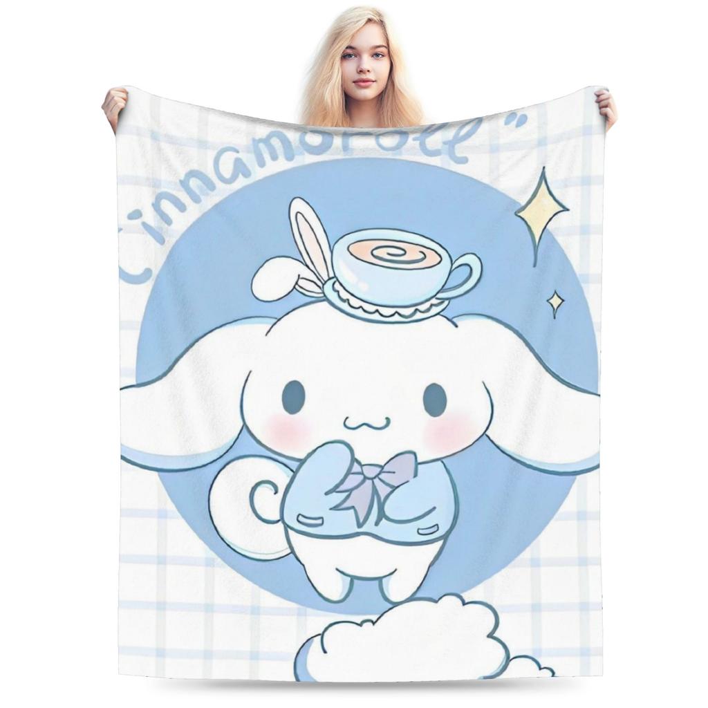 Pink Cinnamoroll Blanket Fleece Textile Decor Cute Cartoon Multifunction Ultra-Soft Throw Blanket for Home Travel Bedspread