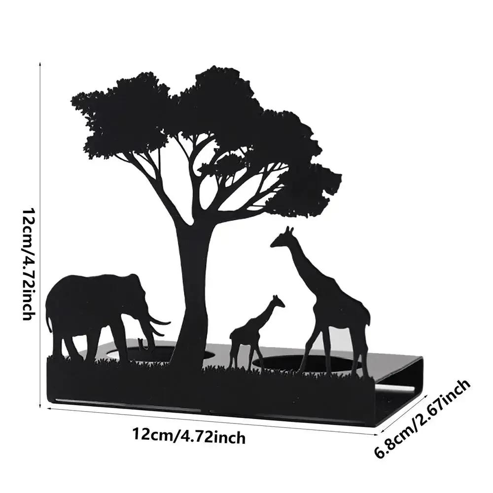 Elk Elephant Candlestick Christmas Ornaments Candle Holders Desktop Decor Animal Silhouette Tealight Home Festival Decoration