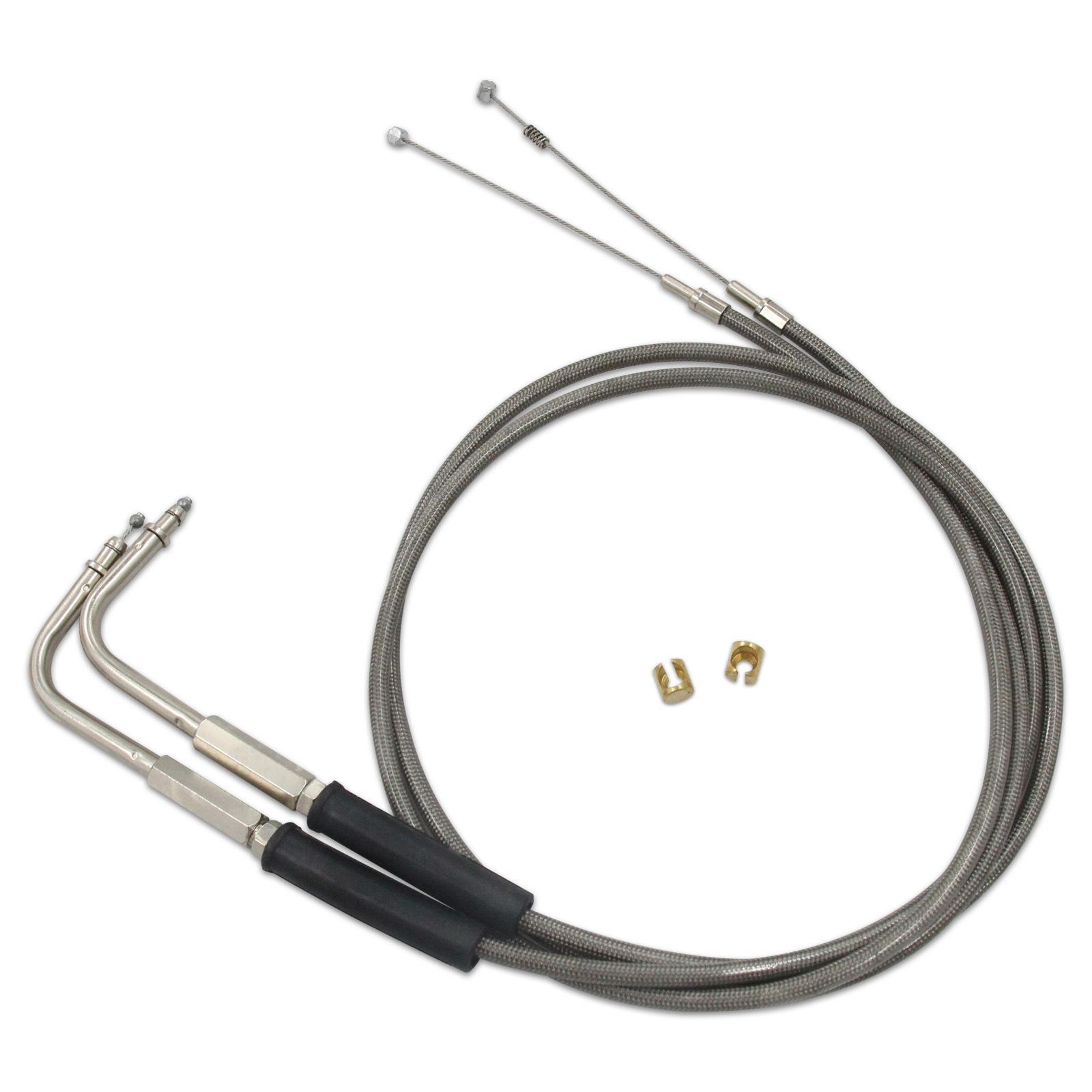 

42 Throttle and Idle Cable Set Replace 56579-02A for Davidson FXST FLST FLT XL 1996-UP Idle Cable with Elbow Fitting