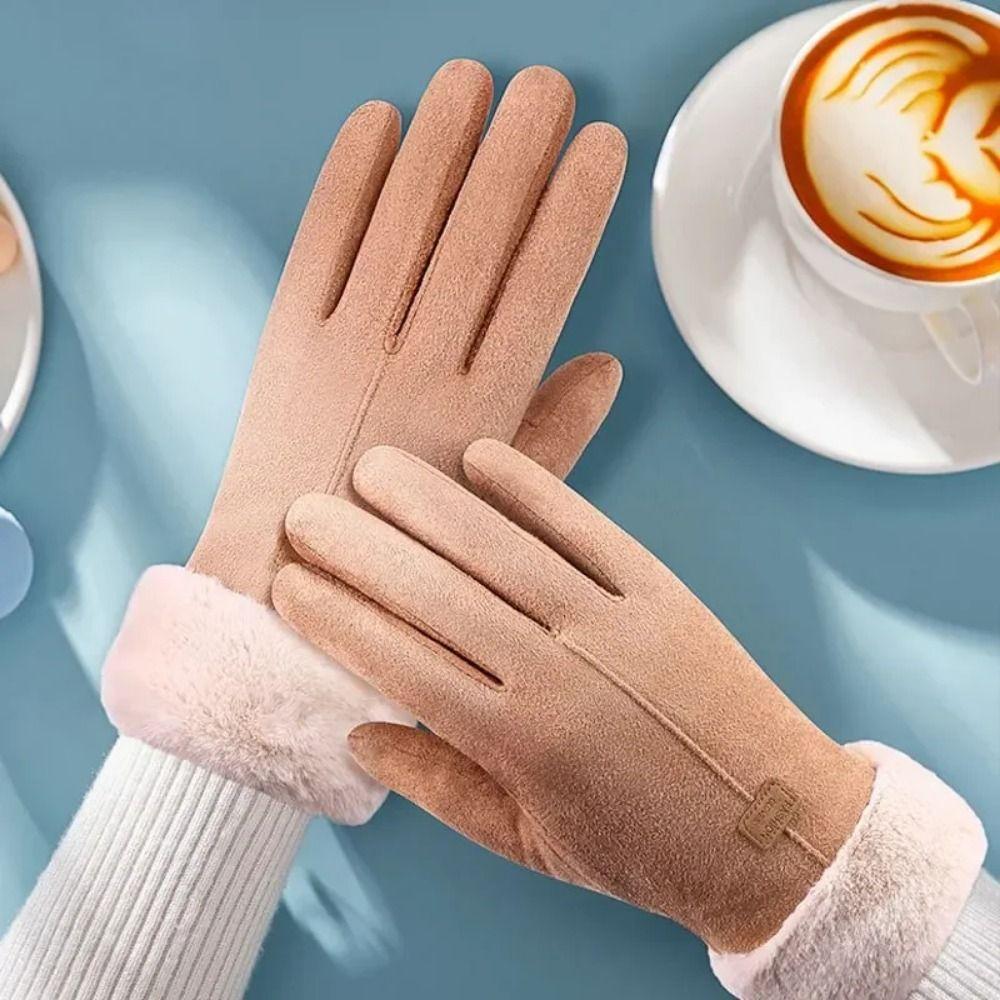 Keep Warm Full Finger Mittens Furry Winter Thermal Gloves Warm Cycling Gloves  Outdoor Sport