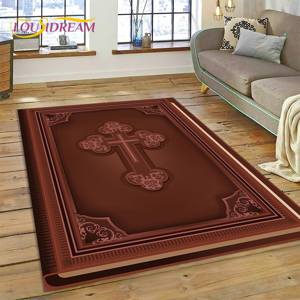 New 3D Pray Holy Bible Cross Jesus Carpet for Living Room Bedroom Home Decor,Floor Mat Non-slip Decoration for Sofa Doormat Gift