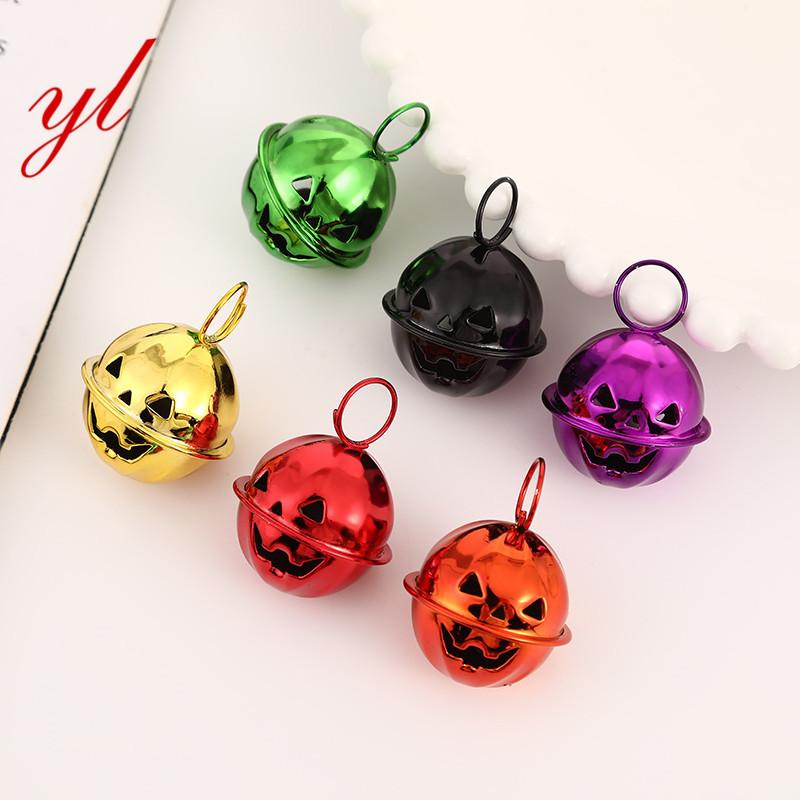 

Five Star Pumpkin Ghost Face Halloween Ghost Festival Christmas Bell Plating Bell Handmade DIY Holiday Decoration Accessories 10pcs