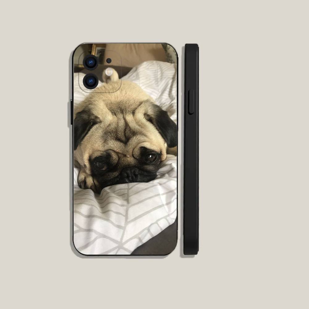 Pug Dog French Bulldog Phone Case For iPhone16,15,14,13,12,11,Plus,Pro Max,XS,X,XR,SE,Mini,8,7 Soft Silicone Black Cover