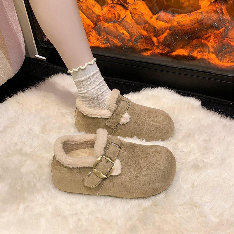 Boken Winter New Cotton Slippers Retro Mori One Pedal 2025 Mao Mao Slippers Slippers Casual Fashion