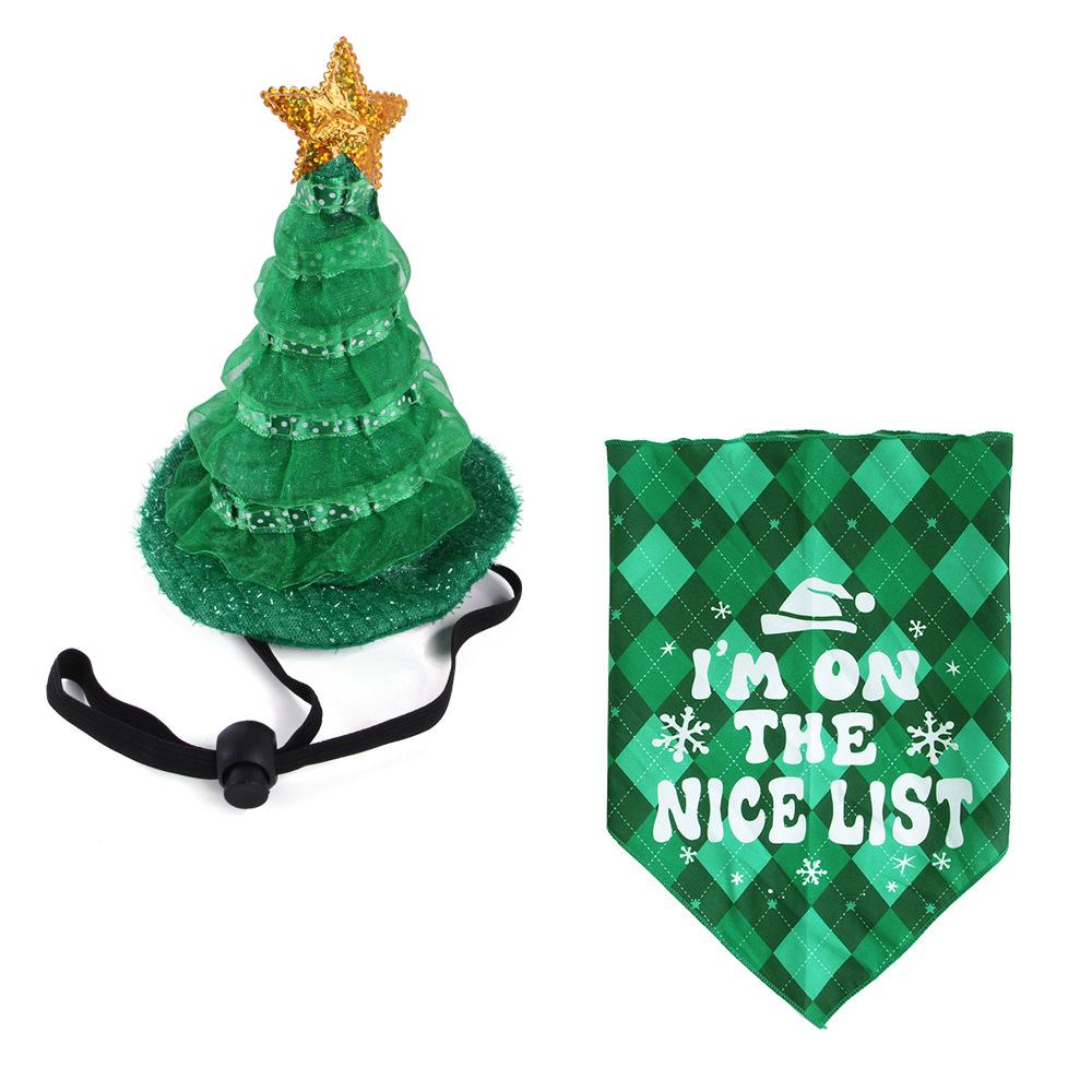 

New pet Christmas set, hat triangle towel combination, pet Christmas ornaments One size fits all