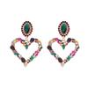 Luxury Silver Rhinestone Heart Earrings: Elegant Geometric Design for a Fashionable, Personalized Touch