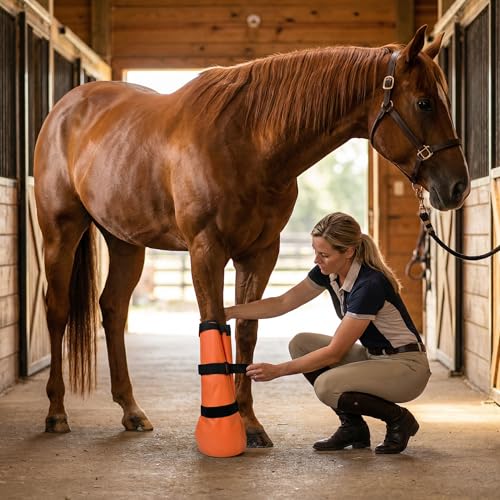 Horse Soaked Boots With External Activity Pads And Two Elastic Bands