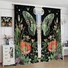 Bohemian Moth Wildflower Curtains Rustic Farmhouse Natural Butterfly Floral Moon Window Drapes Bedroom Living Roo Curtain Light Blocking Polyester