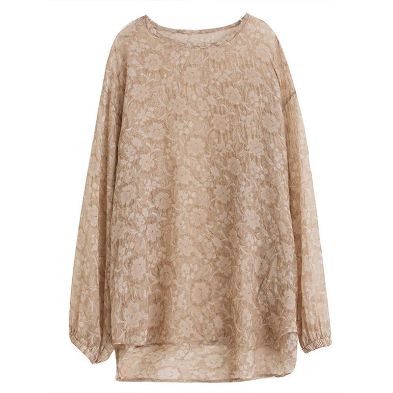 

XITAO Jacquard O-neck T-shirt ZMY1127 One Size кофейный