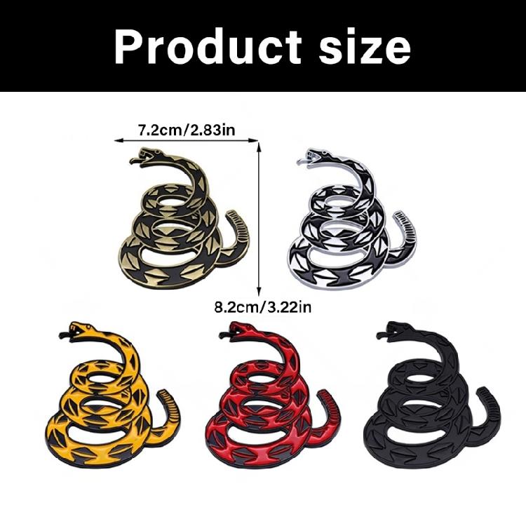Automotive Metal Snake Emblem 3D Textured Decal Gadsden Style Design Dont Tread on Me Metal Car Sticker for Vehicle Bike