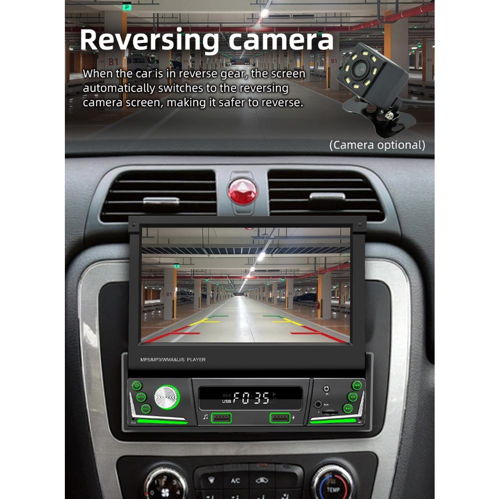 1Din Car Radio Multimedia MP5 Player, 7 inch Universal Navigation with Android Auto & Bluetooth, HD Screen USB TF FM Stereo