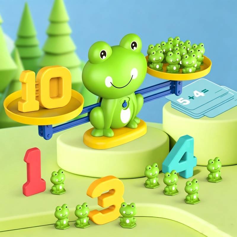 Stielspielzeug für Kinder Pädagogisches Gleichgewichtsspiel mit Fröschen und Zahlen