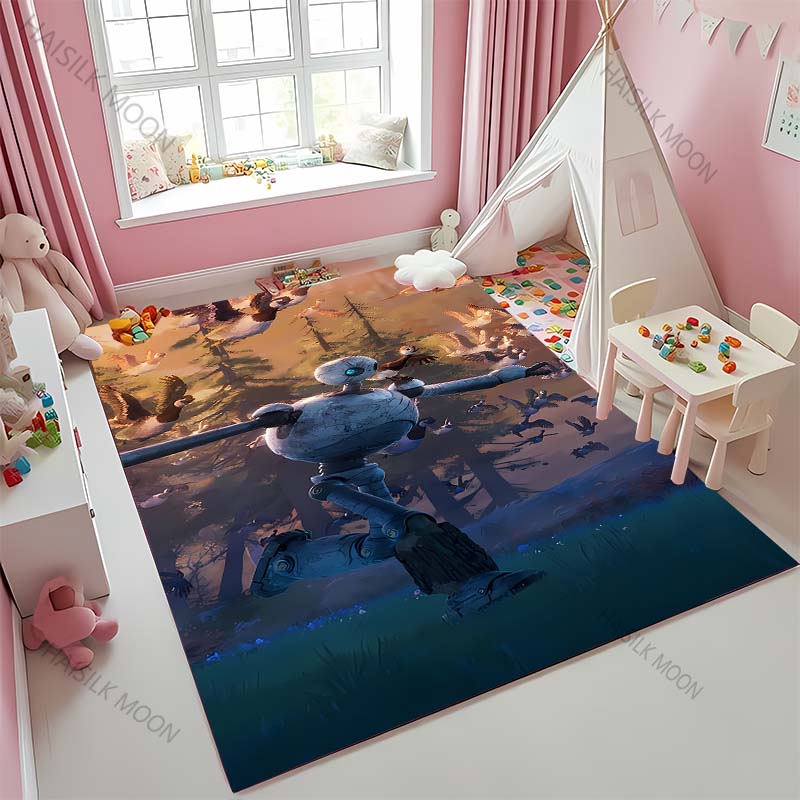 Cartoon The W-Wild R0b0t Printed Carpet Baby Creeping Rug for Kid Play Mat Children Room Decor Area Floor Mat for Bedroom Gifts