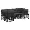 Outdoor Sofa Set with Cushions 6 Pcs Black Polyester