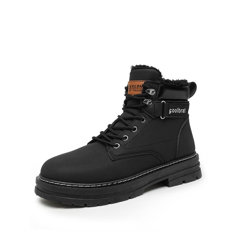 Winter Men's High-top Thick-soled Martin Boots Plus Velvet Warm Cotton Shoes Outdoor Workwear Boots