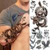 Realistic Dragon Fake Tattoo Stickers For Men Boys Kids 3D Fierce Wolf Eagle Temporary Tattoos Mermaid Cat Washable Tattos