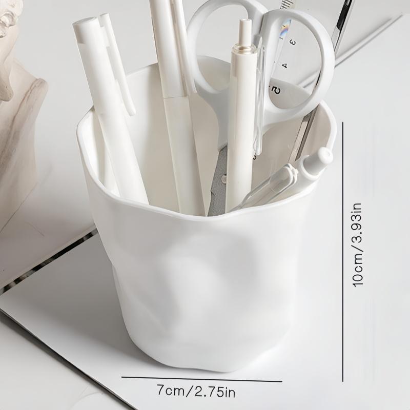1PC Minimalist Style Pure White Creative Art Personalized Pen Holder Learning Stationery Storage Bin Makeup Brush Holder Desktop