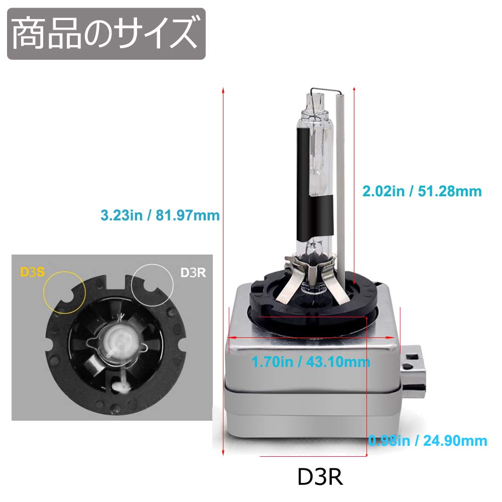 Eseastar Headlight D3R HID Bulb 6000K 2400lm 35W Genuine Replacement for Vehicle Inspection