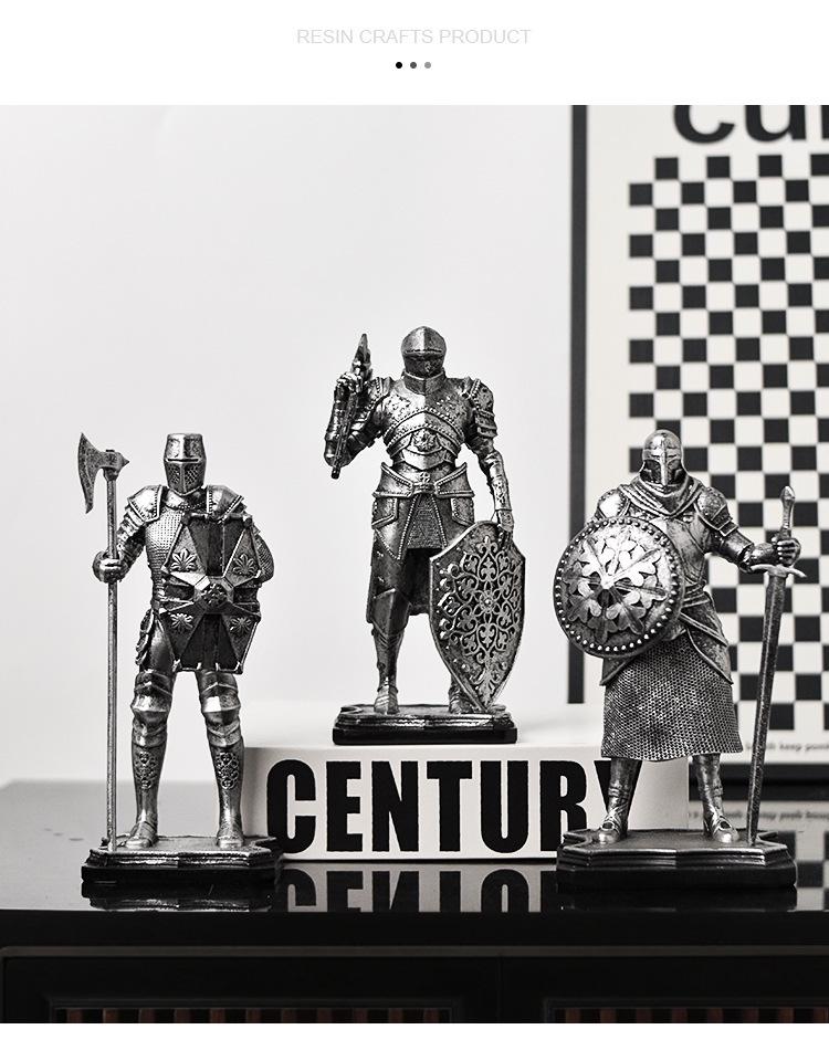 Nordic Retro Guard Knight Figurine: Resin Handicraft for Home or Office Decor
