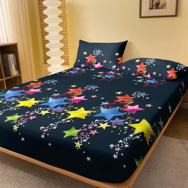 

1 Piece Of Matte Bedsheet With Scattered Patterns Of Colorful Stars, Bedroom Printed Bedspread, Bedding (Excluding Pillowcases) 90x190x25cm 2pc