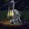 Solar Statue Elephant Figurine Frog Decorative Lanterns Resin 10 Inch for Outdoor Spaces Lawn Garden/Yard Decortion