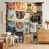 2pcs Retro US Route 66 Sign Printed Curtains, Designed for Light Filtering, Quality Material, Ideal for Vintage Style Home Windo