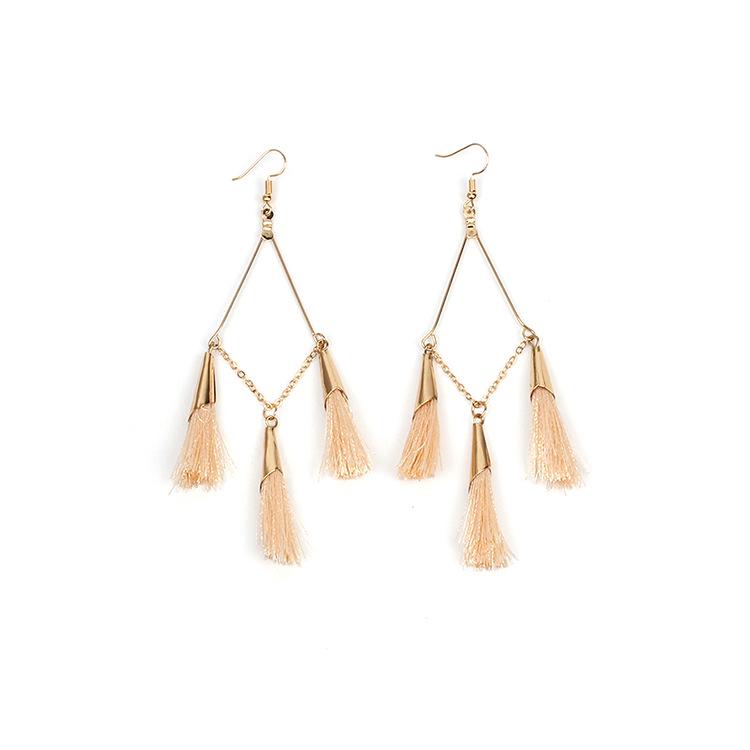 Wish Handmade Jewelry Fringed Earrings, Bohemian Long Earrings European and American Jewelry
