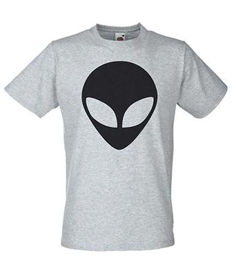 Adults Alien Head Extraterrestrial Martian Outer Space Unisex Grey 100% Cotton T-shirt Mens Tees Top