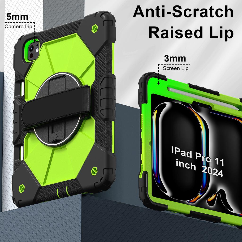 For iPad Pro 11 (2025)/11 (2024) Case Kickstand Silicone+PC Tablet Cover with Shoulder Strap