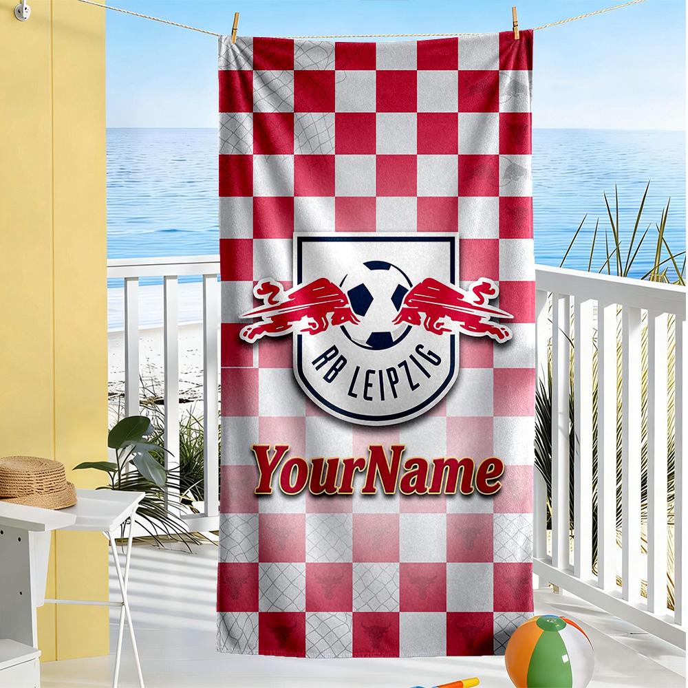 Rb Leipzig Customizable Name Beach Towel Super Soft Absorbent Suitable For Swimming Gym Camping Yoga Vacation