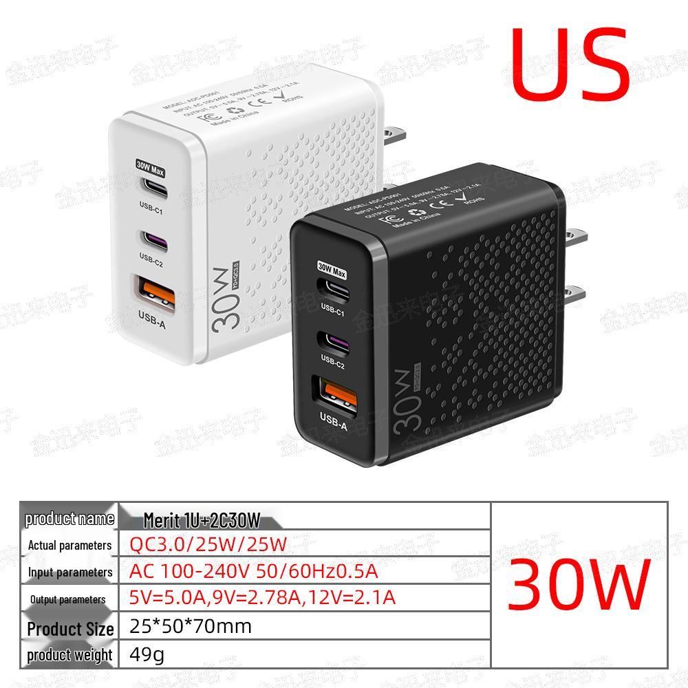 30W Dual-Port Fast Charger Type-C & USB (EU/US)