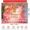 2D Elegant Pink Balloon Arch Happy Birthday Photography Background Banner