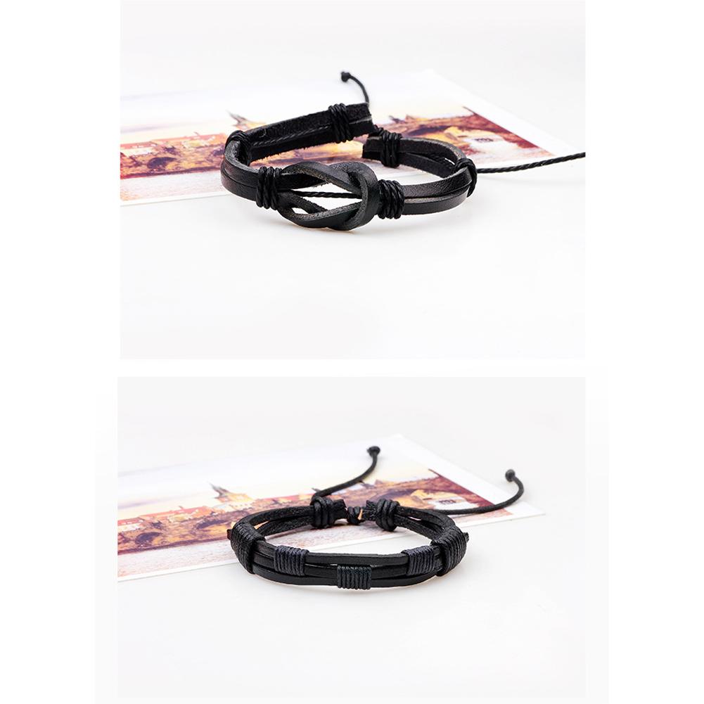 5Pcs/Set Men Fashion Leather Wax Rope Braided Bracelet