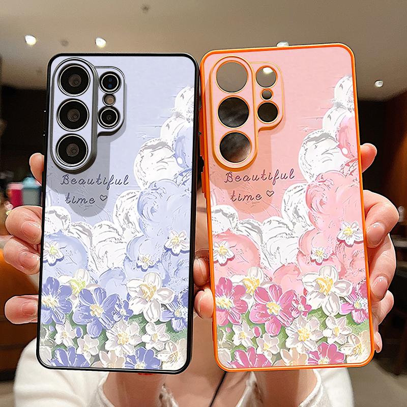 Magnetic For Magsafe Case For Samsung Galaxy S26 Ultra S25 Edge S24 Plus S23 FE S22 A17 A54 A55 A56 A57 5G Oil Painting Flowers Pattern Cover