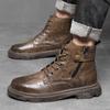 Fashion Winter New Chelsea Men's Boots Suede Ankle Boot British Style Leather Boots Men Fashion Men Shoe Lace-Up New High Top Sneakers