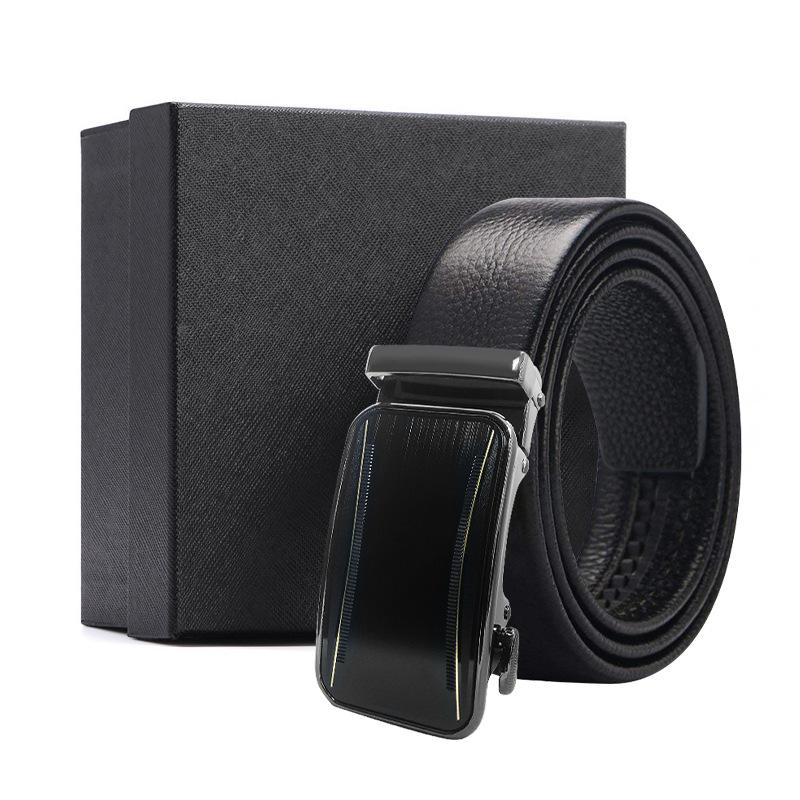 Belt Men's Premium Business Gift Box First Layer Cowhide Belt Alloy Button Head Gift High-end Automatic Buckle Belt