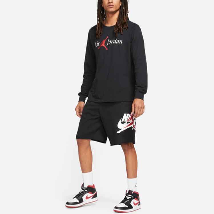 Jordan Jumpman Logo Fleecegefütterte Strick-Basketballshorts Herren Unterteile Schwarz DH9509-010