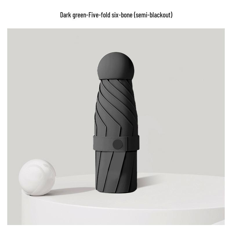 Compact Capsule Umbrella with UV Protection and Black Glue Sunshade