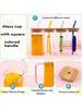 1 pc Bamboo covered straw square glass cup, transparent water cup with handle, iced coffee cup, juice