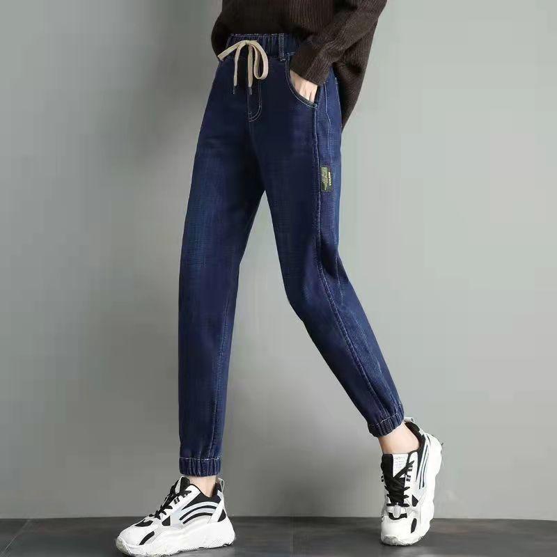 Spring Fall Harem Jeans for Women Ankle Length High Waist Streetwear Denim Pants Baggy Casual Jogger Jeansy