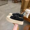 ~ Lazy Velcro Versatile Little White Shoes Round Head Heightening Platform Biscuit Shoes Women's Spring and Autumn