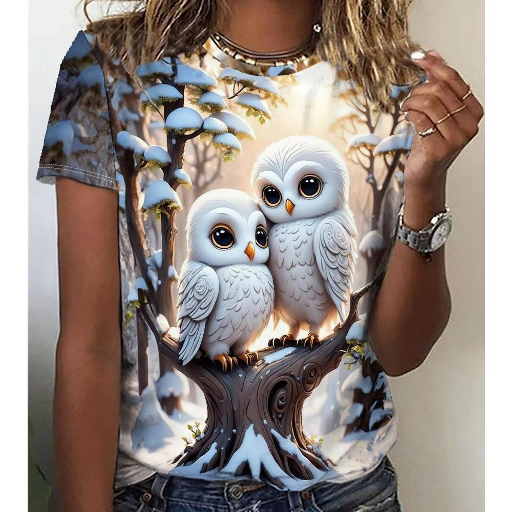 Sommer Mode Cartoon Tier Katze 3D Druck T-Shirts Damen Streetwear Lässig Kurzarm Rundhals Große Größen T-Shirts Oberteile Kleidung