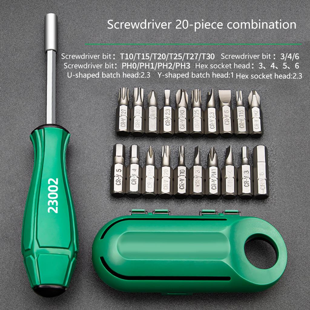 20Piece Multi Bit Ratchet Screwdriver Set for Home Repair and DIY Projects with Carbon Steel Construction